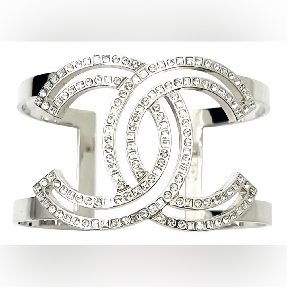 🪩 Chanel CC cut out Crystal Lined Cuff 🪩
